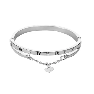 Roman Numerals Carving Design Elegant Women Romantic Bangle