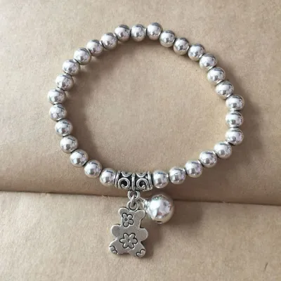 Creative Simple Silver Tone Alloy Bell Design Ethnic Stretchy Bracelet