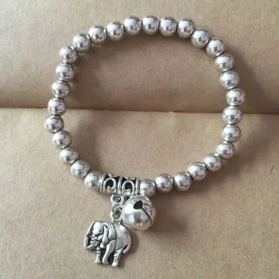 Creative Simple Silver Tone Alloy Bell Design Ethnic Stretchy Bracelet