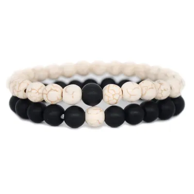 Women Creative Double Layer Contrast Color Beaded Turquoise Stone Stretchy Bracelets