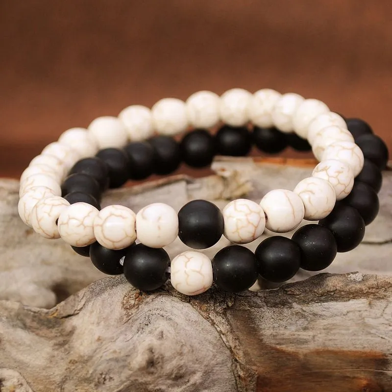 Women Creative Double Layer Contrast Color Beaded Turquoise Stone Stretchy Bracelets
