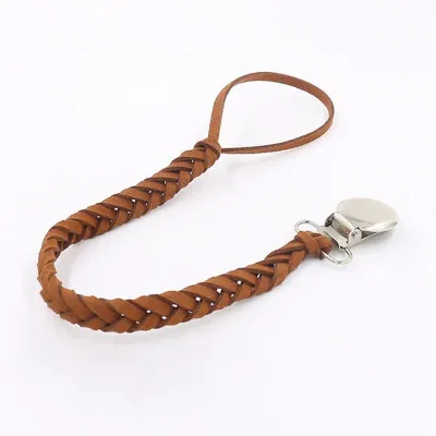 Baby Braided Anti-drop Chain Pacifier Rope Leather Alloy