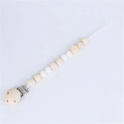 Baby Wooden Anti-drop Teether Pacifier Chains with Wood Clip
