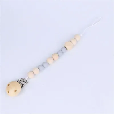 Baby Wooden Anti-drop Teether Pacifier Chains with Wood Clip