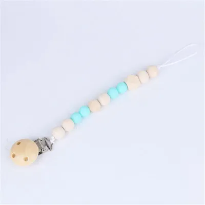 Baby Wooden Anti-drop Teether Pacifier Chains with Wood Clip