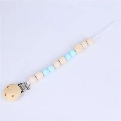 Baby Wooden Anti-drop Teether Pacifier Chains with Wood Clip