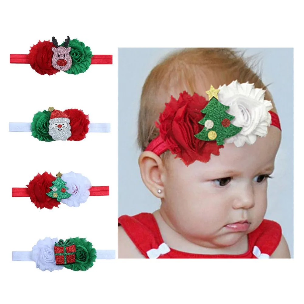 Baby Toddler Color Blocking Flower Christmas Headband for Party