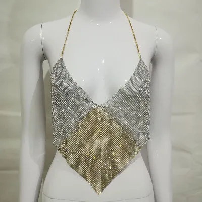 Wholesale Nightclub Triangle Shape Hollow Metal Camis Top