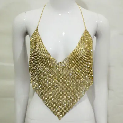 Wholesale Nightclub Triangle Shape Hollow Metal Camis Top