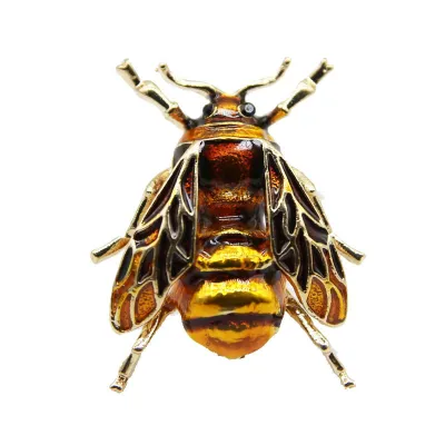 Fashion Bright Color Enameled Alloy Bee Shape Brooch