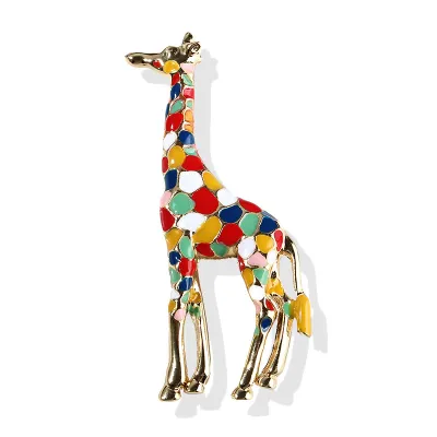 Fashion Unique Multicolor Enameled Cartoon Giraffe Shape Brooch