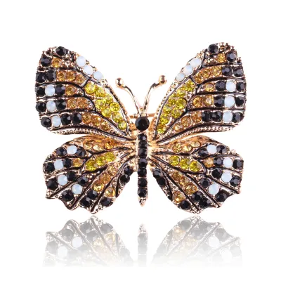 Young Women Vintage Multicolor Rhinestone Butterfly Brooch