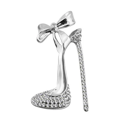 Women Elegant Unique High-heel Shape Alloy Rhinestone Brooch