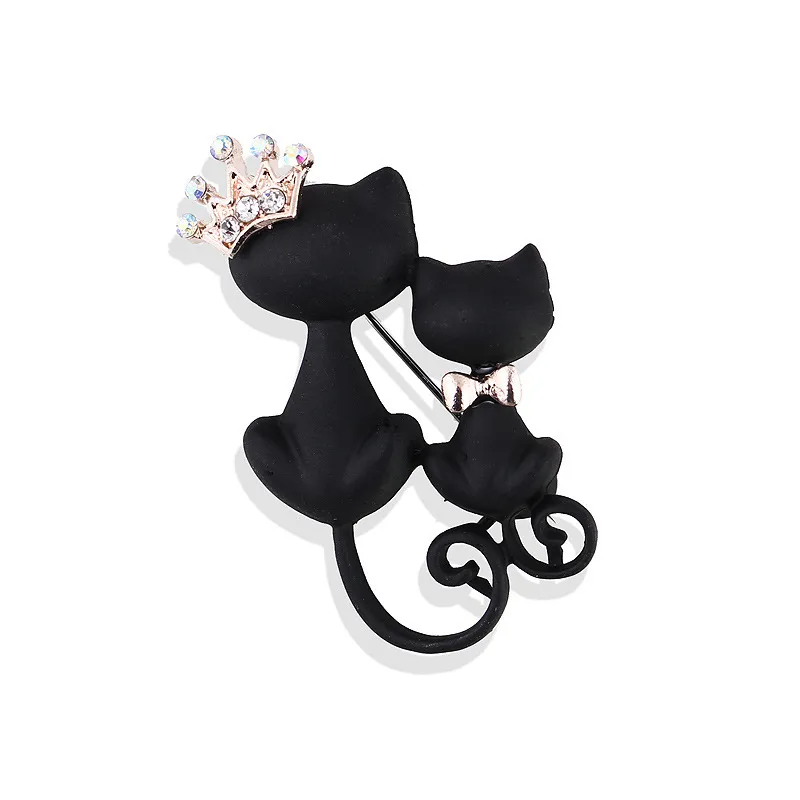 New Arrival Women Black Cats Designed Alloy Brooch