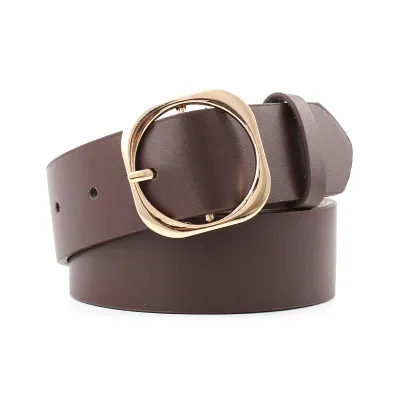 Geometric Metal Bar Buckle Women Solid Color PU Belt