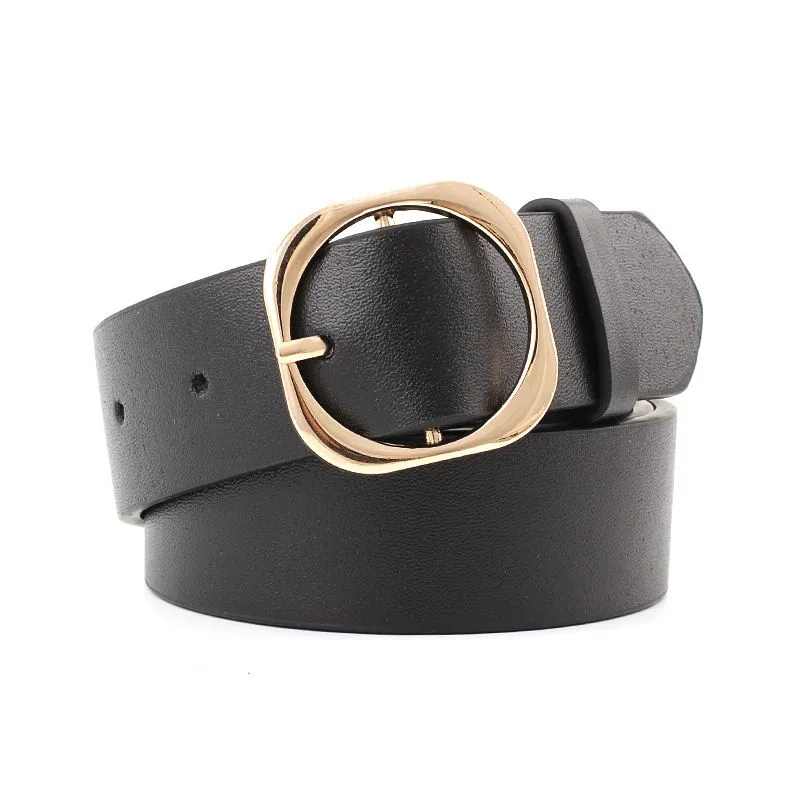 Geometric Metal Bar Buckle Women Solid Color PU Belt
