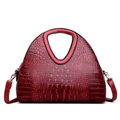 Vintage Crocodile Grain Solid Color PU Leather Single Strap Handbag