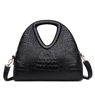 Vintage Crocodile Grain Solid Color PU Leather Single Strap Handbag