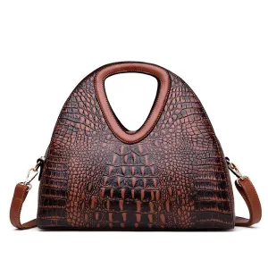 Vintage Crocodile Grain Solid Color PU Leather Single Strap Handbag