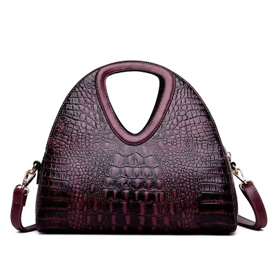 Vintage Crocodile Grain Solid Color PU Leather Single Strap Handbag