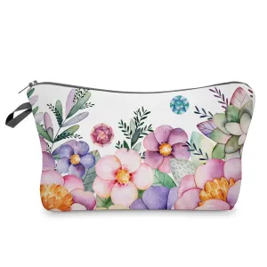 Colorful Flower Printed Zipper Square Shape Women Cosmetic Bag