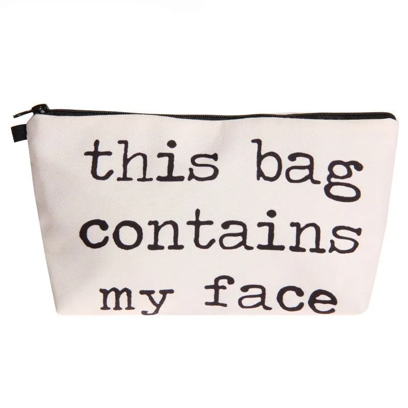Unique Letters Printed Portable Square Cosmetic Bag