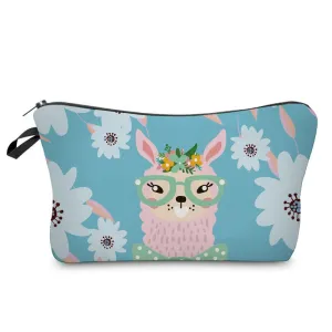 Fresh Style Cartoon Animal Printed Square Shape Traveling Portable Cosmetic Bag