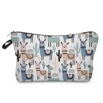 Fresh Style Cartoon Animal Printed Square Shape Traveling Portable Cosmetic Bag