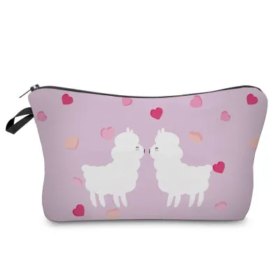 Fresh Style Cartoon Animal Printed Square Shape Traveling Portable Cosmetic Bag