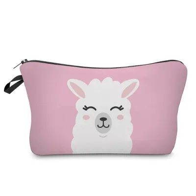 Fresh Style Cartoon Animal Printed Square Shape Traveling Portable Cosmetic Bag