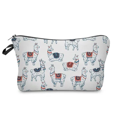 Fresh Style Cartoon Animal Printed Square Shape Traveling Portable Cosmetic Bag