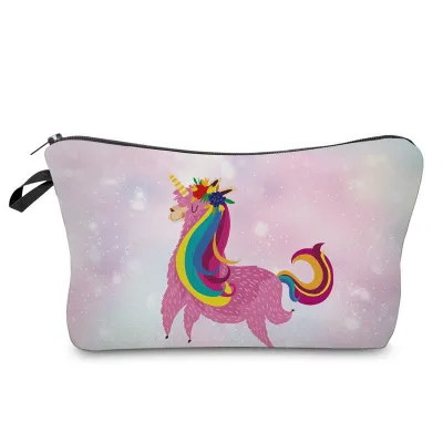 Fresh Style Cartoon Animal Printed Square Shape Traveling Portable Cosmetic Bag