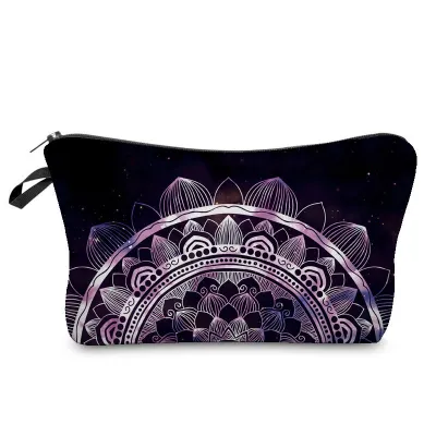 Fashion Ethnic Mystery Flower Printed Makeup Storage Bag Polyester 22*18*13.5cm
