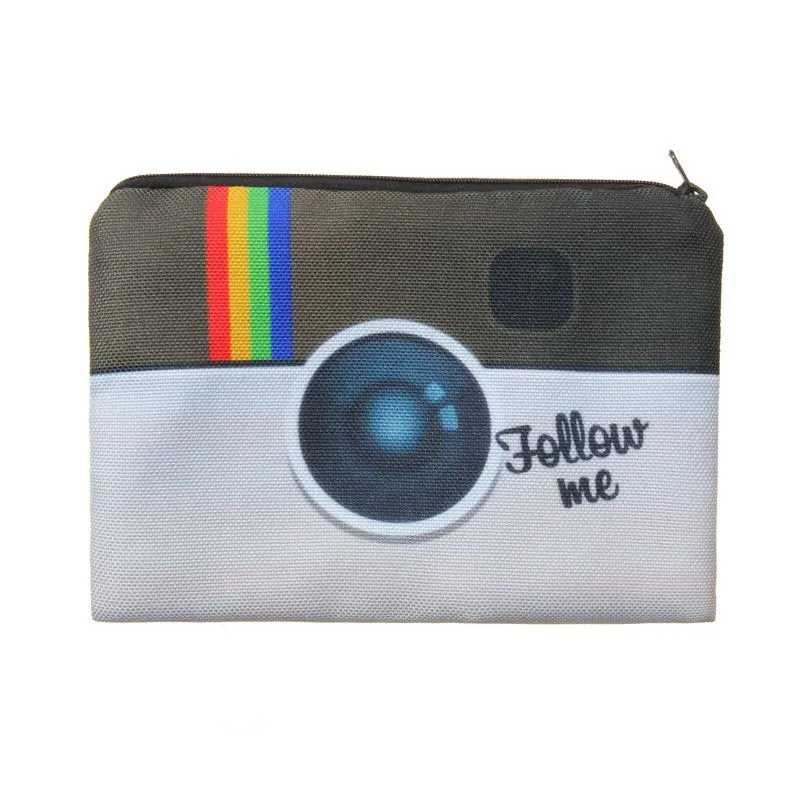 Unique Color Blocking Camera Print Square Shape Portable Storage Bag for Women