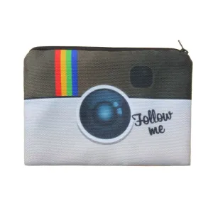 Unique Color Blocking Camera Print Square Shape Portable Storage Bag for Women
