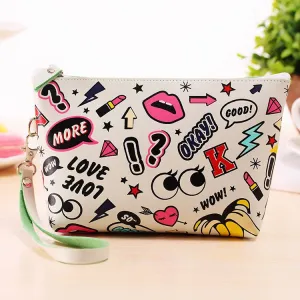 Cartoon Pattern Waterproof Large Capacity Cosmetic Bag PU