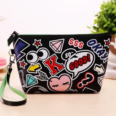 Cartoon Pattern Waterproof Large Capacity Cosmetic Bag PU