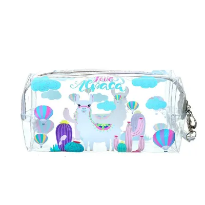 New Arrival Transparent PVC Cute Cartoon Animal Printed Large Capacity Cosmetic Bag