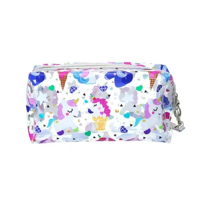 New Arrival Transparent PVC Cute Cartoon Animal Printed Large Capacity Cosmetic Bag