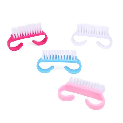 Corner Shaped Handle Decor Design Nail Cleaning Brush Plastic 6.5*3.5cm