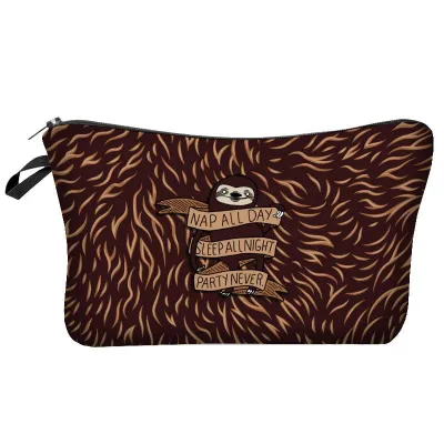 Cute Tree Sloths Print Women Professional Cosmetic Storage Bag Middle Polyester Zipper