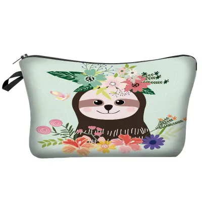 Cute Tree Sloths Print Women Professional Cosmetic Storage Bag Middle Polyester Zipper