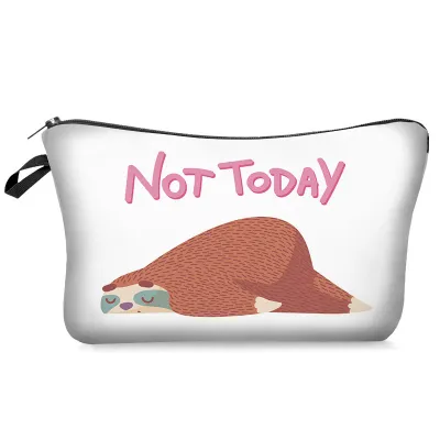 Cute Tree Sloths Print Women Professional Cosmetic Storage Bag Middle Polyester Zipper