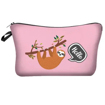 Cute Tree Sloths Print Women Professional Cosmetic Storage Bag Middle Polyester Zipper