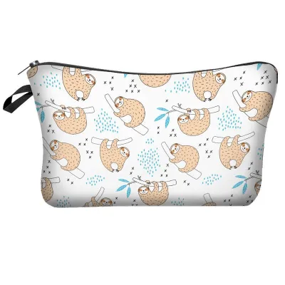 Cute Tree Sloths Print Women Professional Cosmetic Storage Bag Middle Polyester Zipper