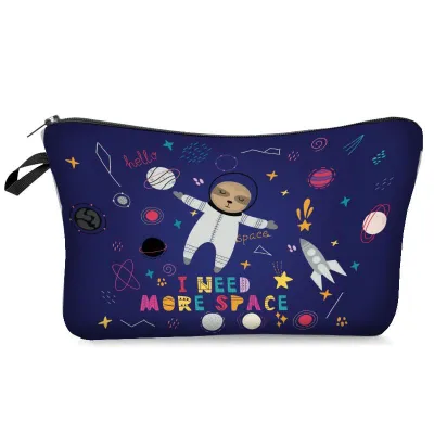 Cute Animal Sloths Print Cosmetic Storage Bag Polyester Zipper Pouch