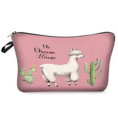 Cute Alpaca Print Women Makeup Bag with Zipper