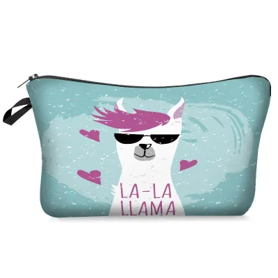 Cute Alpaca Print Women Makeup Bag with Zipper