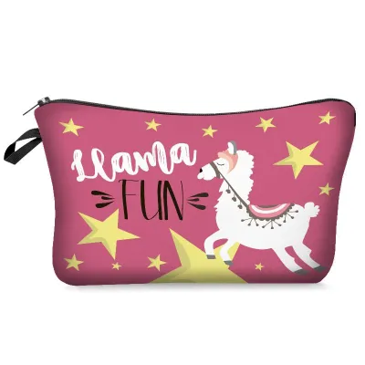 Cute Alpaca Print Women Makeup Bag with Zipper