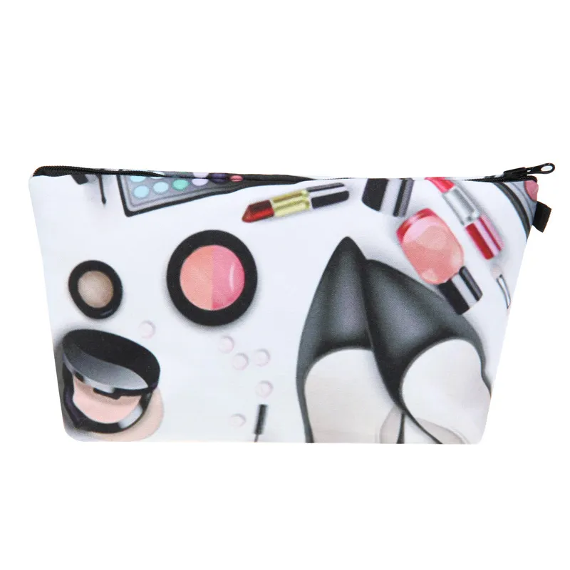 Makeup Print Zipper Design Portable Cosmetic Bag with Polyester Material